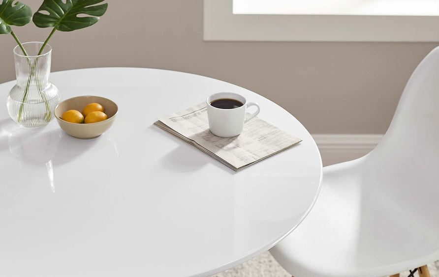Lumen 36" Round Wood Dining Table in White