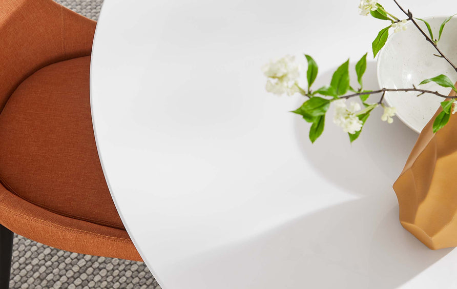 Lumen 54" Round Wood Dining Table in White