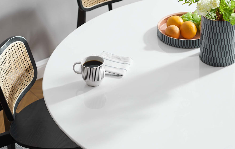 Lumen 60" Round Wood Dining Table in White