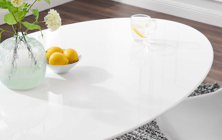Lumen 60" Oval Wood Dining Table in White