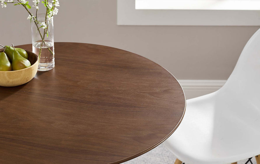 Lumen 36" Round Wood Dining Table in Walnut