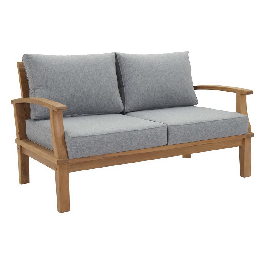 Cove Outdoor Patio Teak Loveseat in Natural Gray