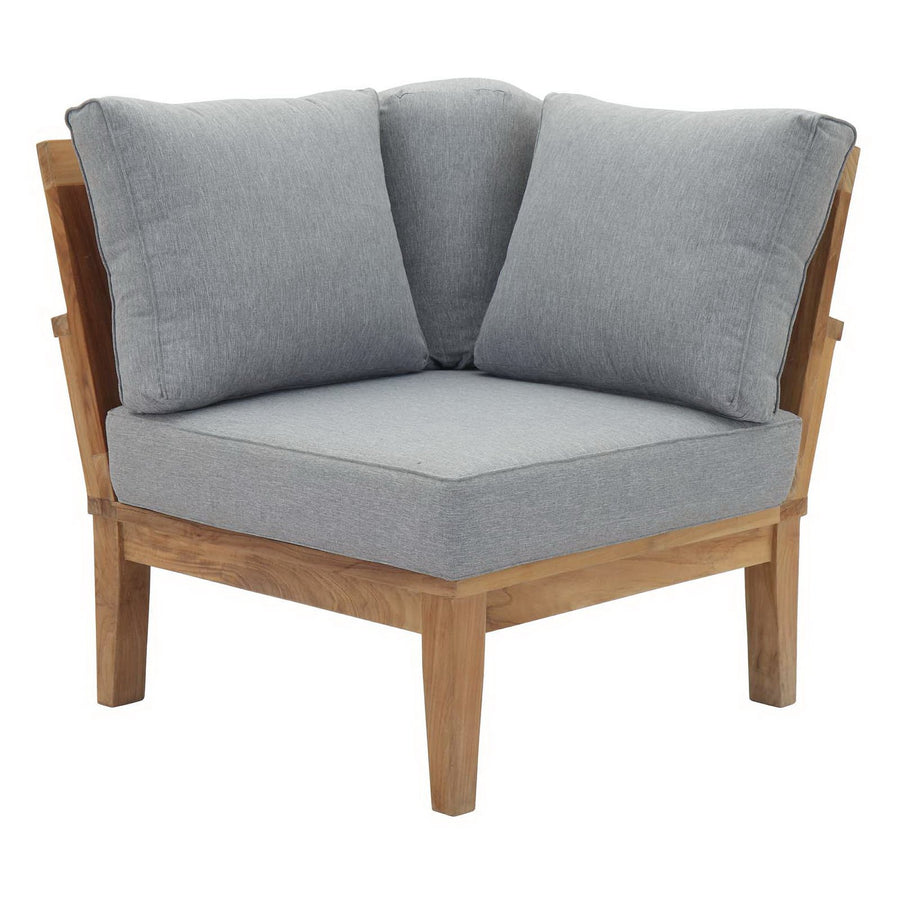 Cove Outdoor Patio Teak Corner Sofa in Natural Gray