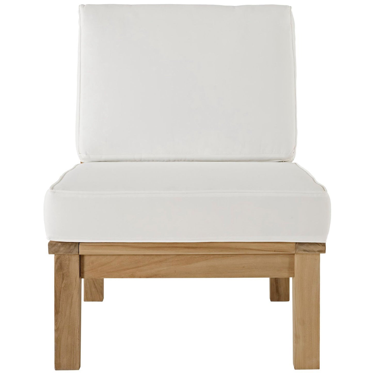 Cove Armless Outdoor Patio Teak Sofa in Natural White