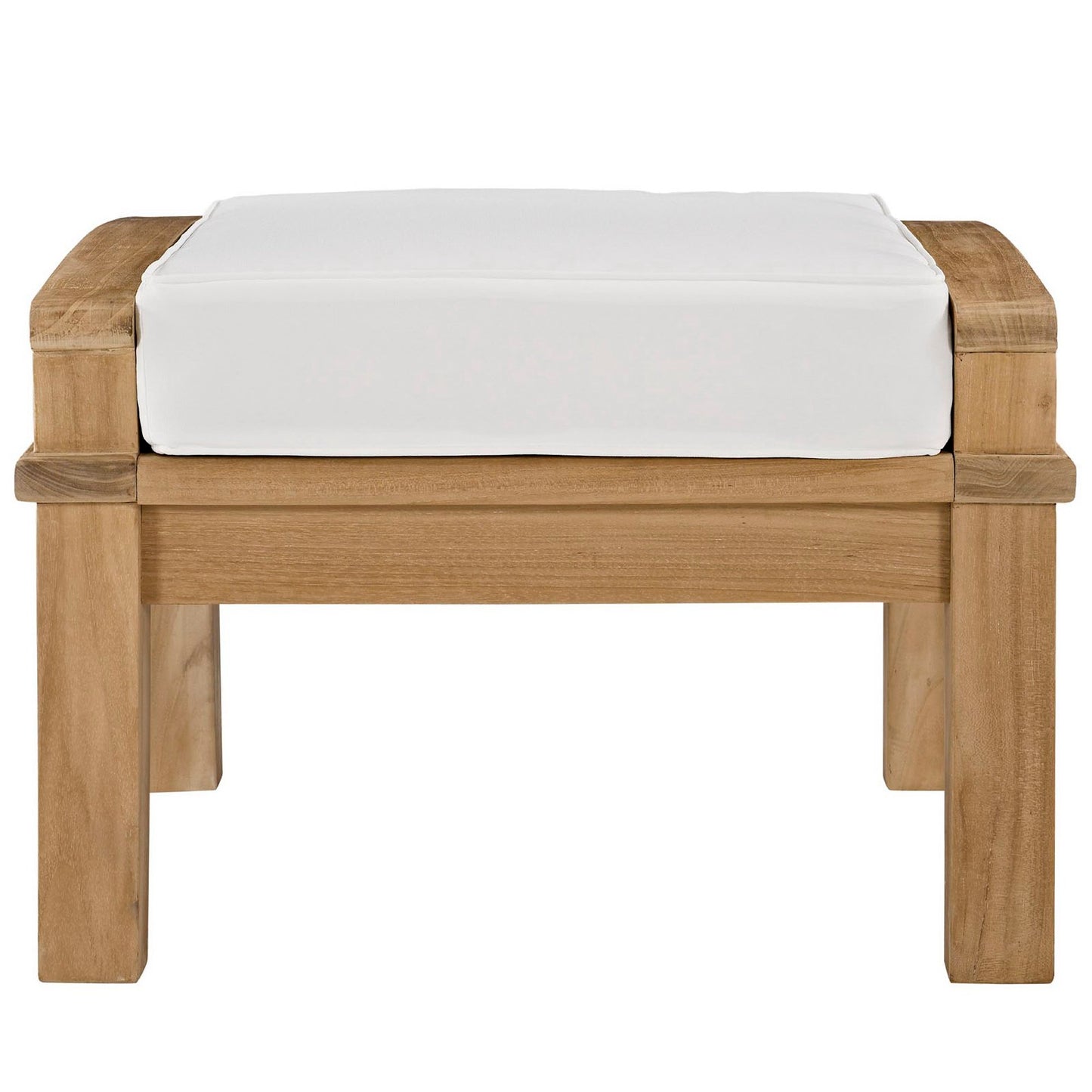 Cove Outdoor Patio Teak Ottoman in Natural White