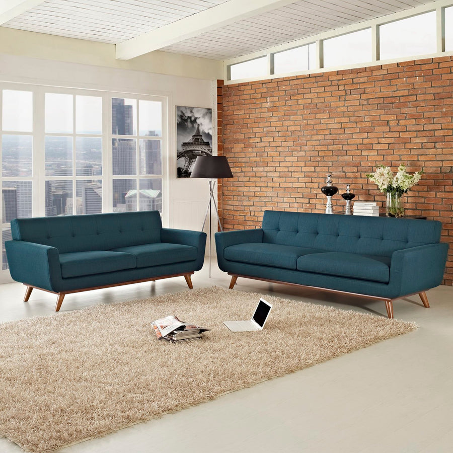 Flint Loveseat and Sofa Set of 2 in Azure