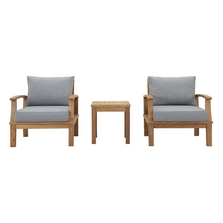 Cove 3 Piece Outdoor Patio Teak Set in Natural Gray