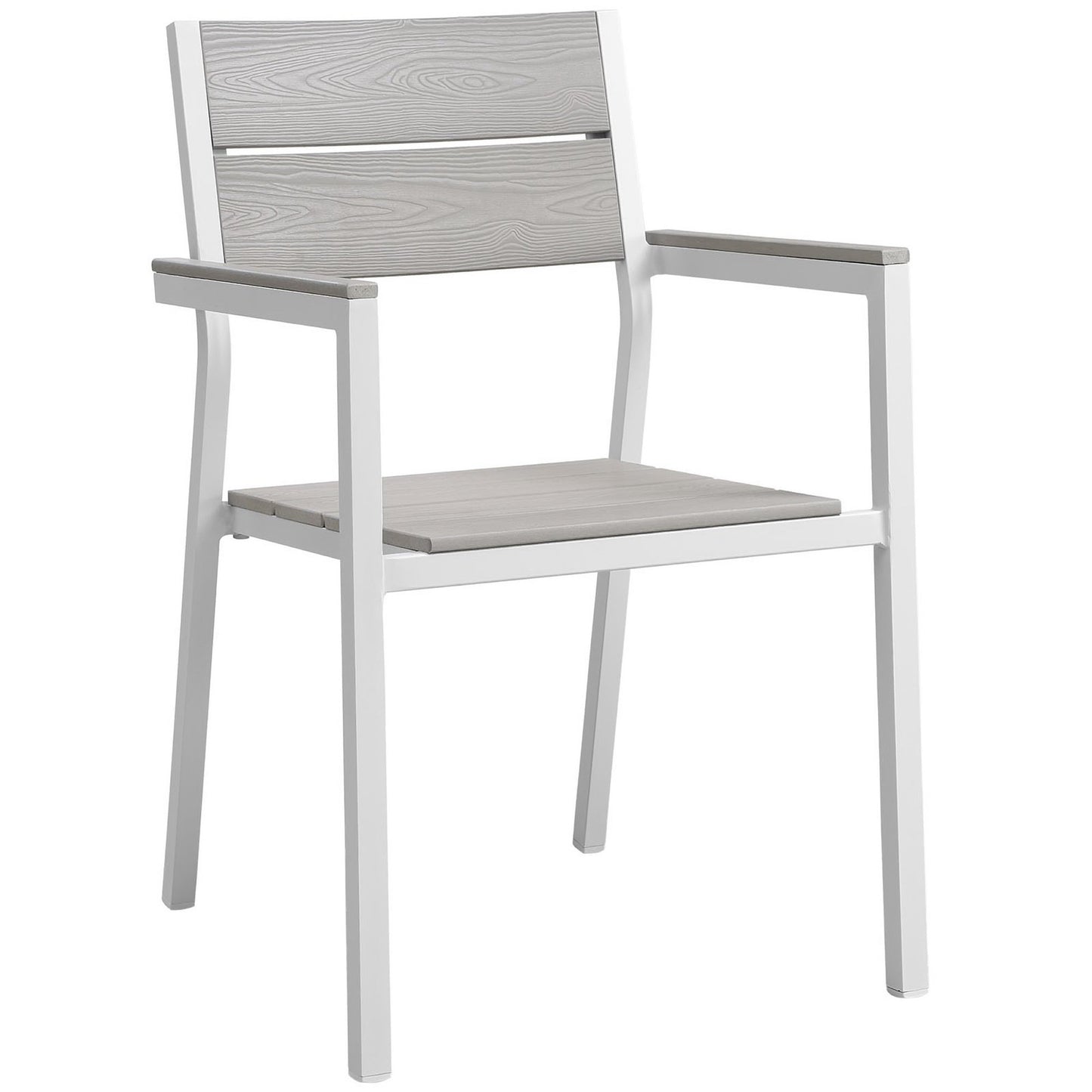 Marin Dining Outdoor Patio Armchair in White Light Gray