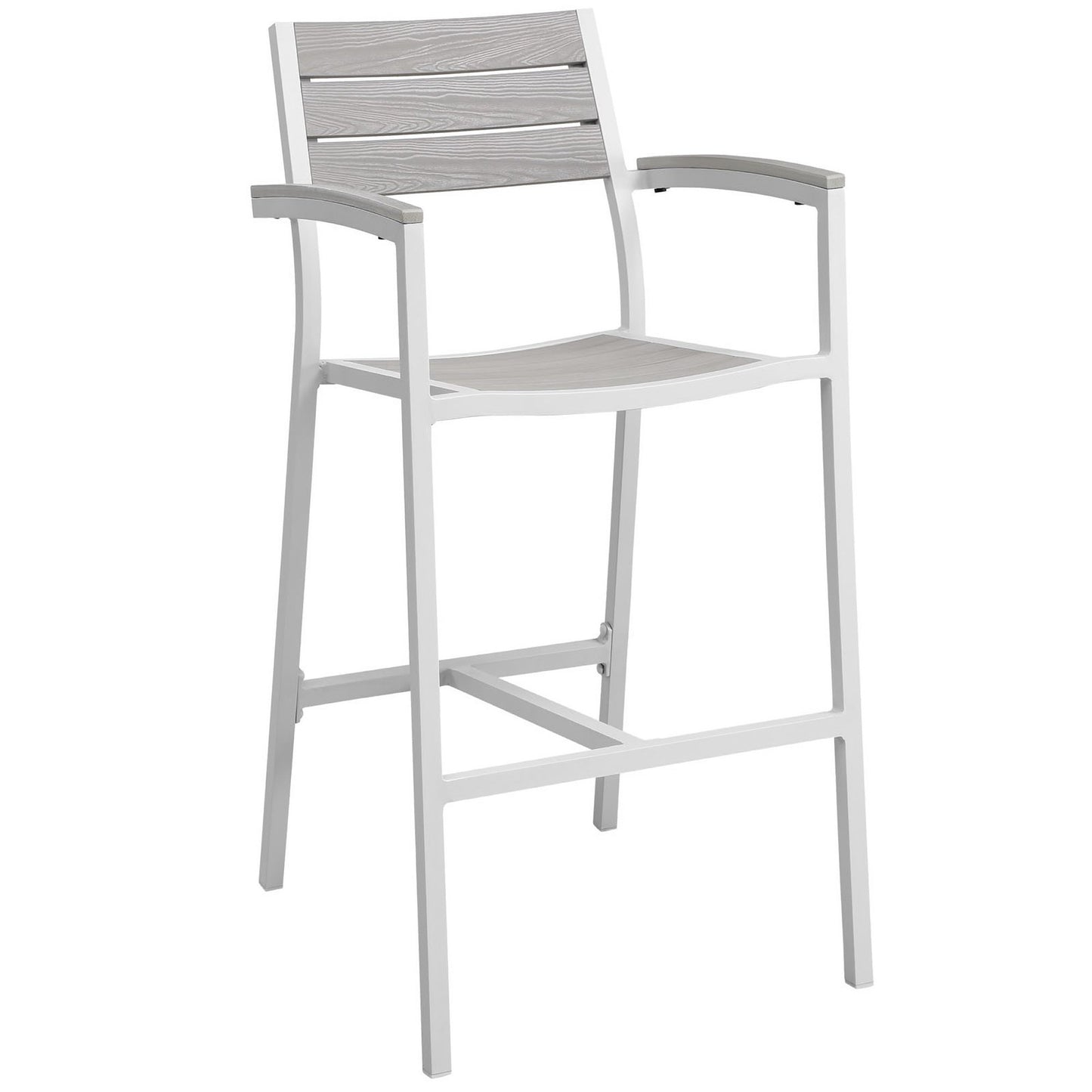 Marin Outdoor Patio Bar Stool in White Light Gray