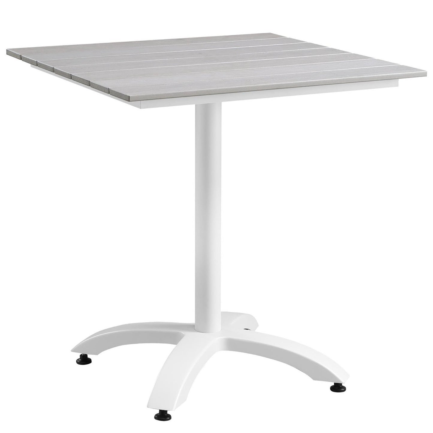 Marin 28" Outdoor Patio Dining Table in White Light Gray