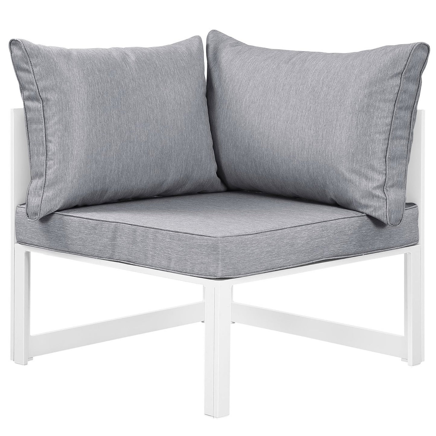 Lotus Corner Outdoor Patio Armchair in White Gray