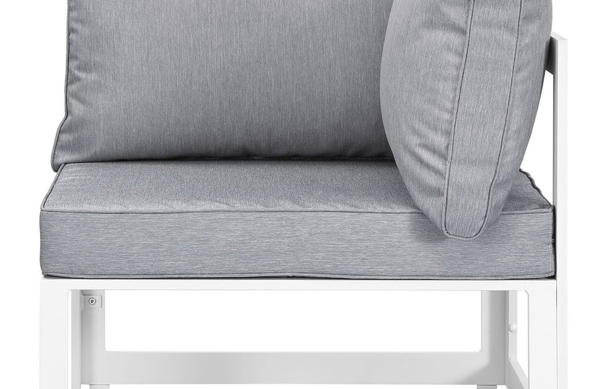 Lotus Corner Outdoor Patio Armchair in White Gray