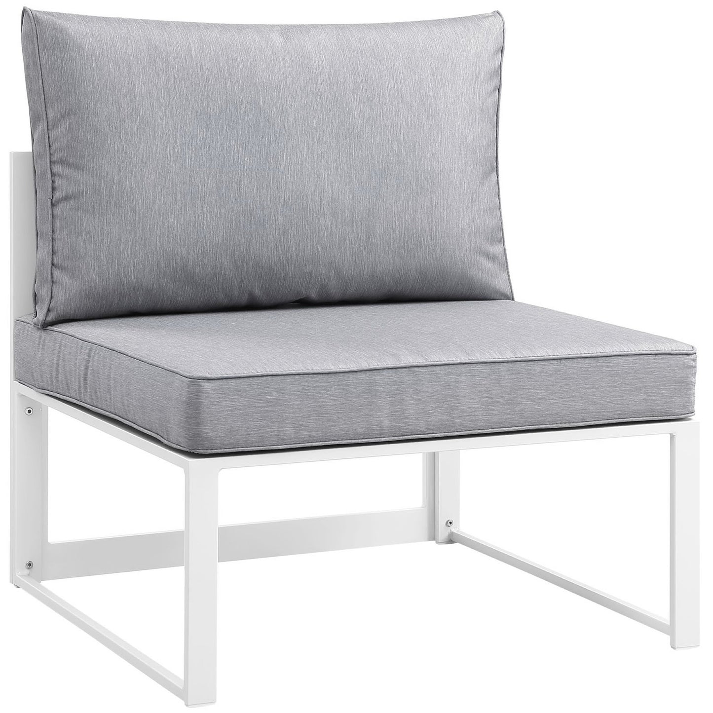 Lotus Armless Outdoor Patio Chair in White Gray