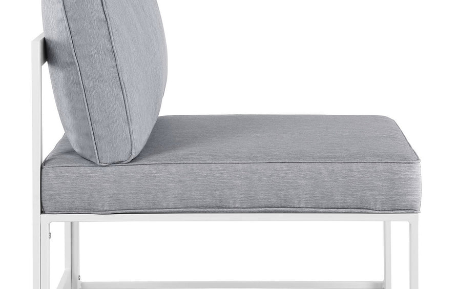 Lotus Armless Outdoor Patio Chair in White Gray