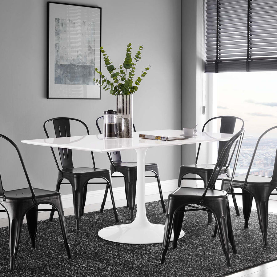 Lumen 60" Rectangle Wood Dining Table in White