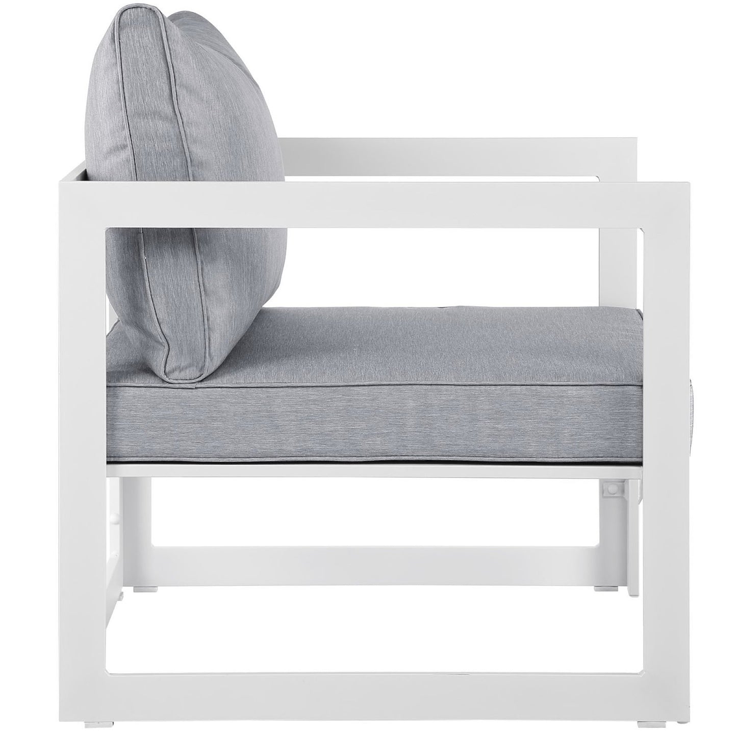 Lotus 3 Piece Outdoor Patio Sectional Sofa Set in White Gray