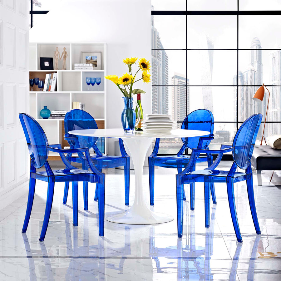 Thistle Dining Armchairs Set of 4 in Blue