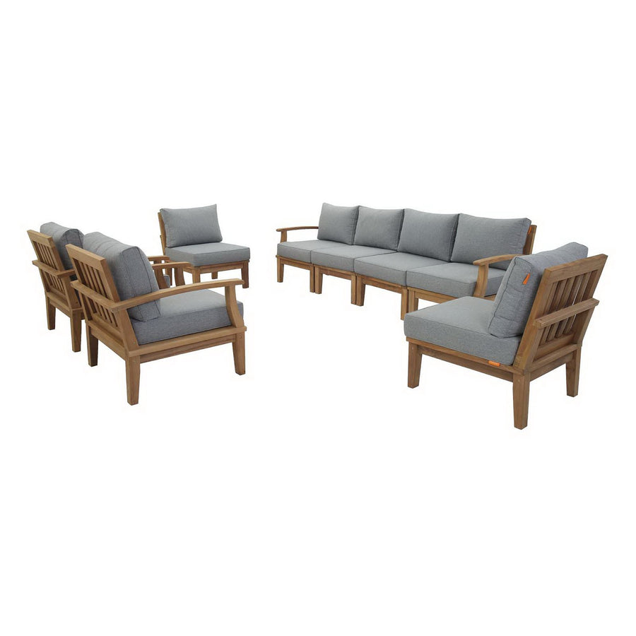 Cove 8 Piece Outdoor Patio Teak Set in Natural Gray