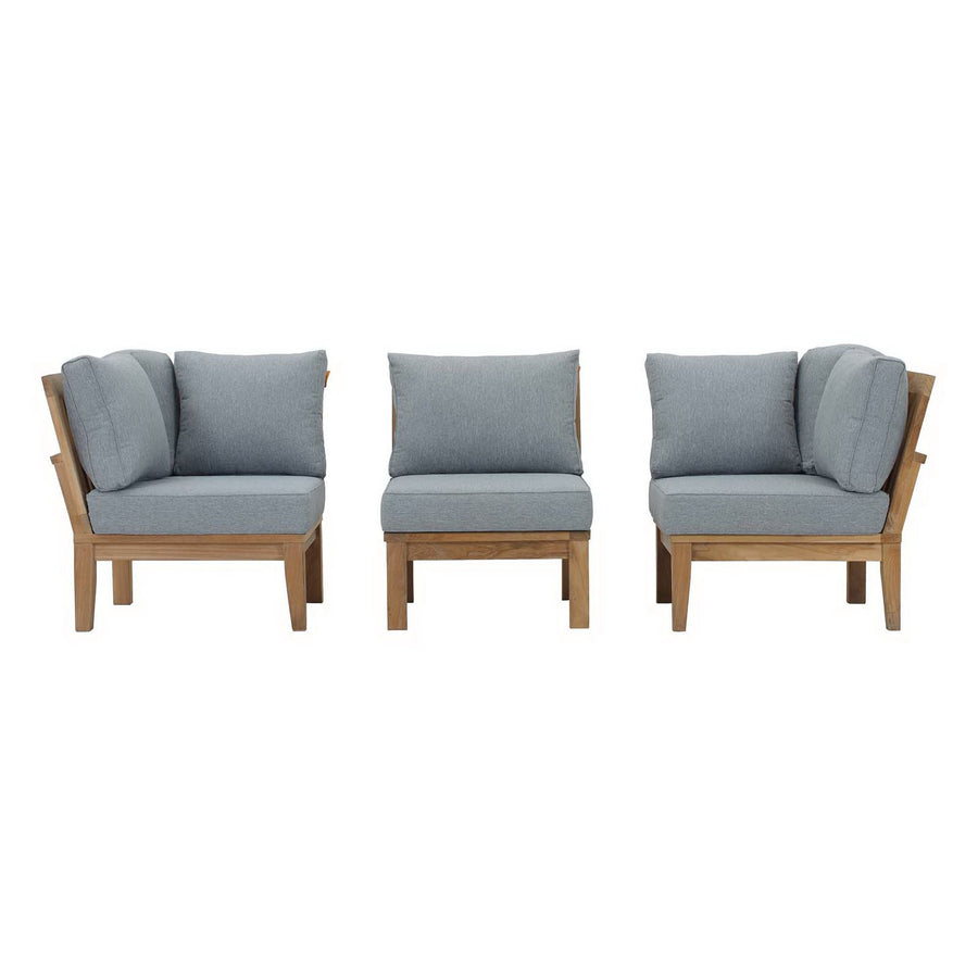 Cove 3 Piece Outdoor Patio Teak Set in Natural Gray