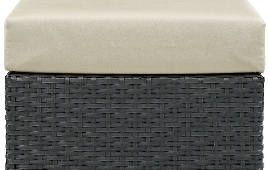 Pewter Outdoor Patio Sunbrella® Ottoman in Canvas Antique Beige