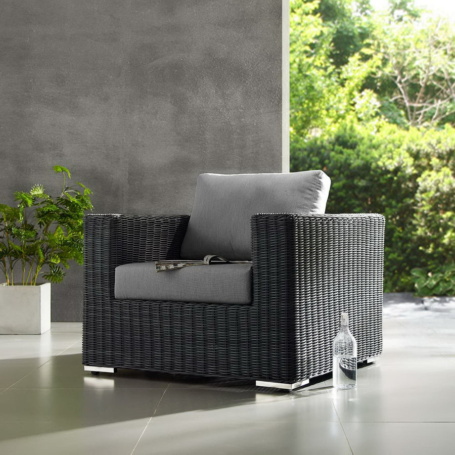 Field Outdoor Patio Fabric Sunbrella® Armchair in Canvas Gray