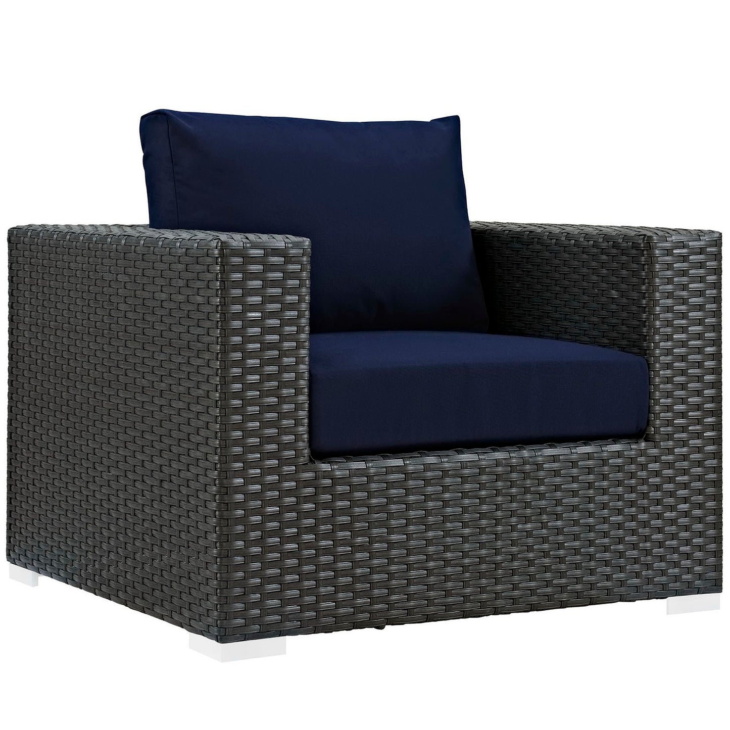 Pewter 3 Piece Outdoor Patio Sunbrella® Sectional Set in Canvas Navy