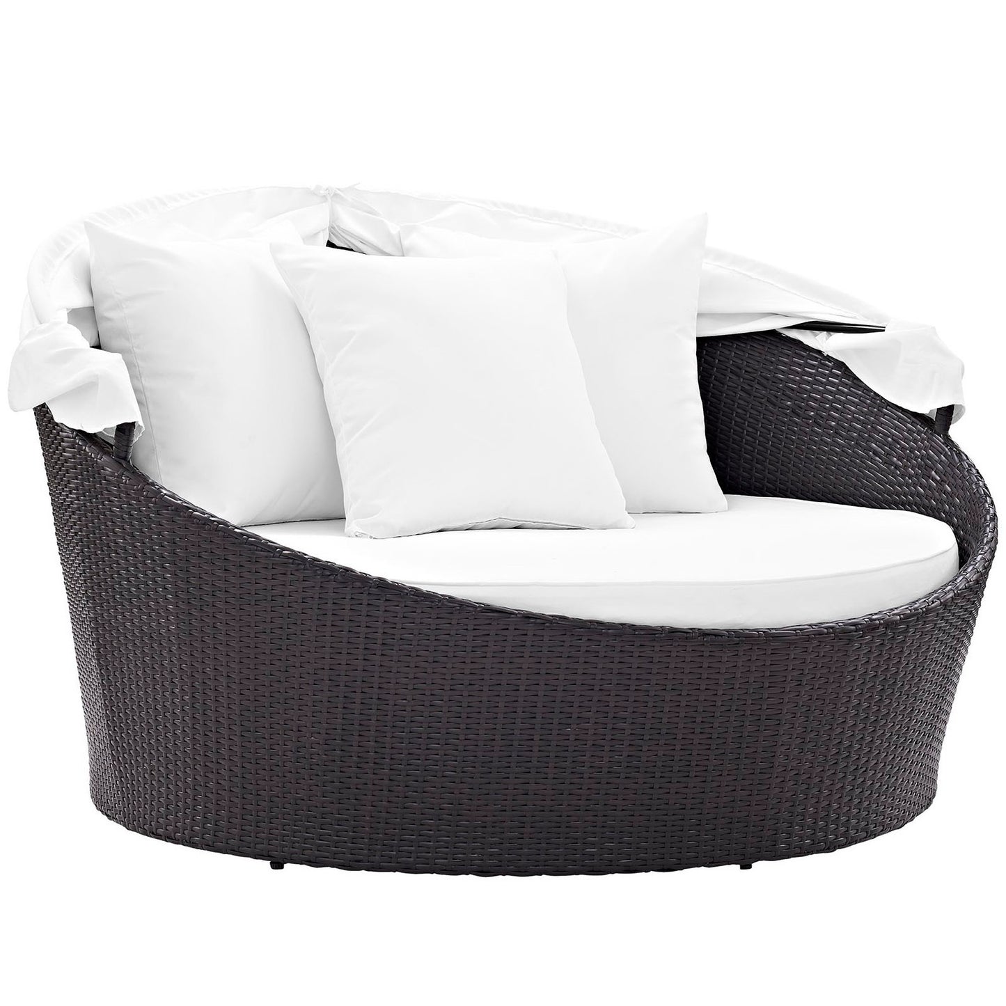 Sienna Canopy Outdoor Patio Daybed in Espresso White