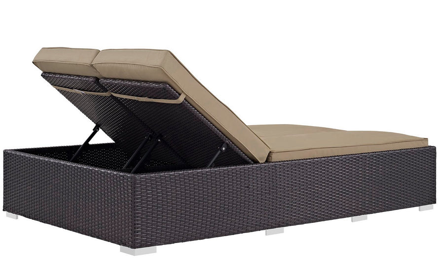 Sienna Double Outdoor Patio Chaise in Espresso Mocha