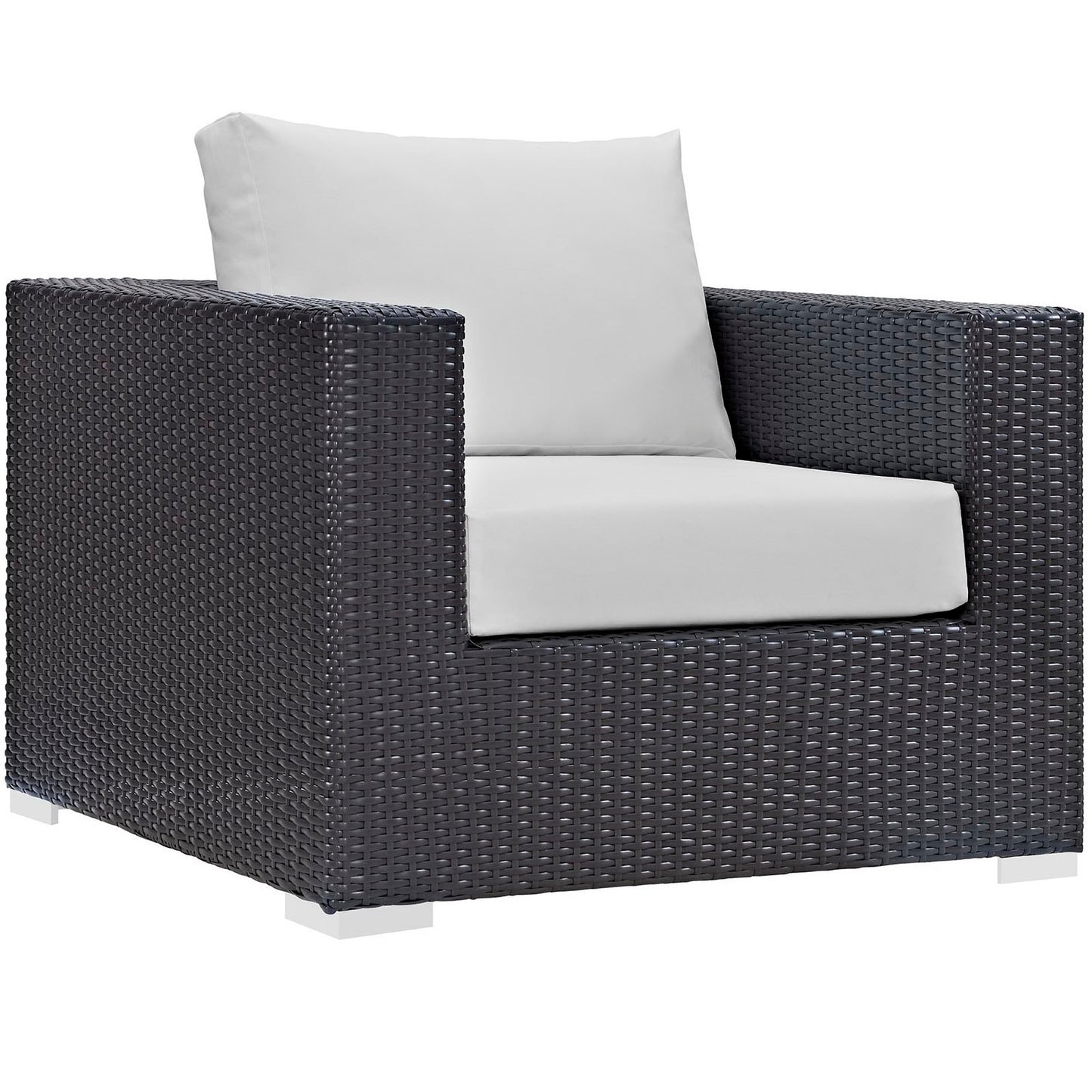 Sienna 4 Piece Outdoor Patio Sectional Set in Espresso White