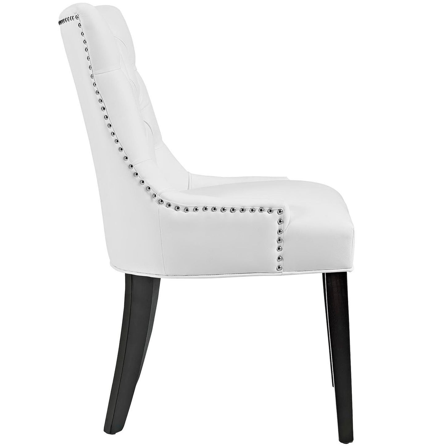 Hollow Tufted Vegan Leather Dining Chair in White