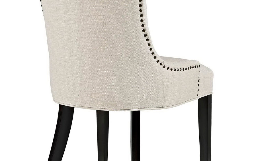 Hollow Tufted Fabric Dining Chair in Beige