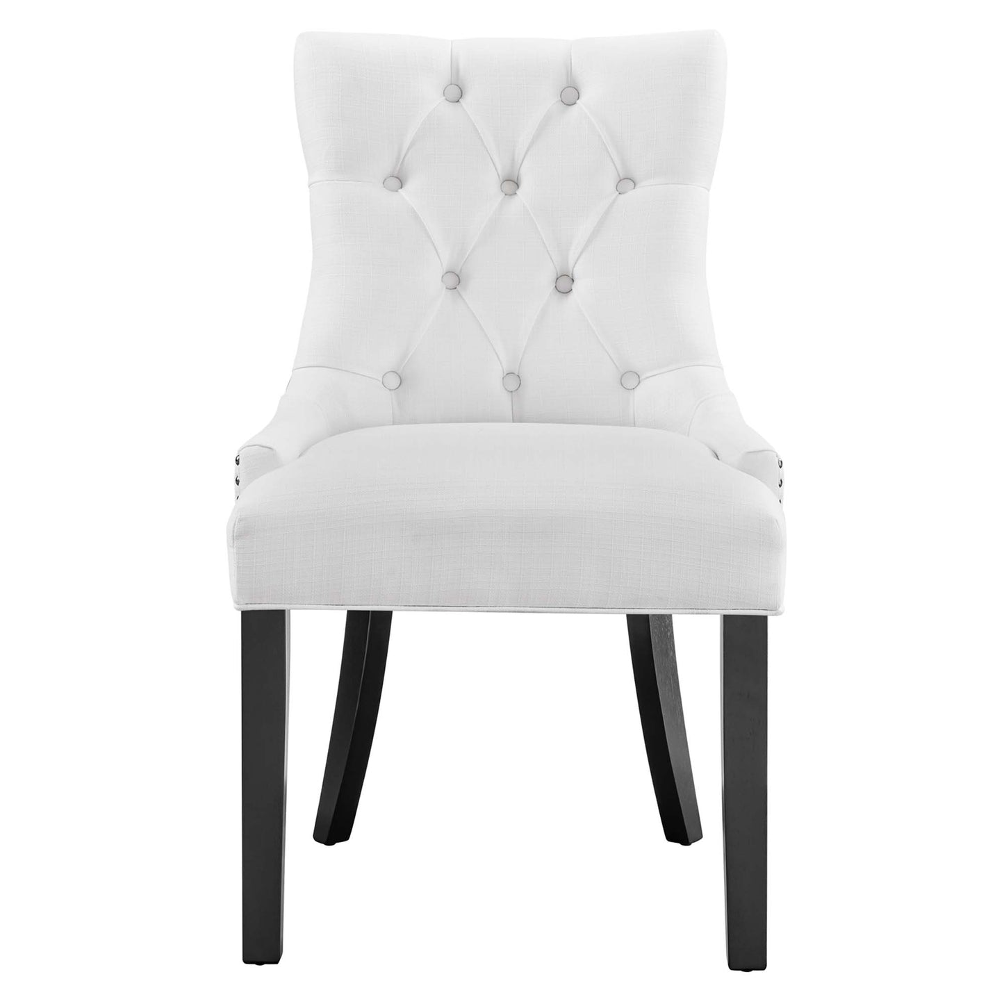 Hollow Tufted Fabric Dining Chair in White