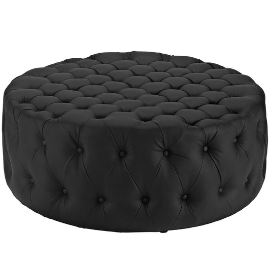 Amour Upholstered Vinyl Ottoman by Furniture For America