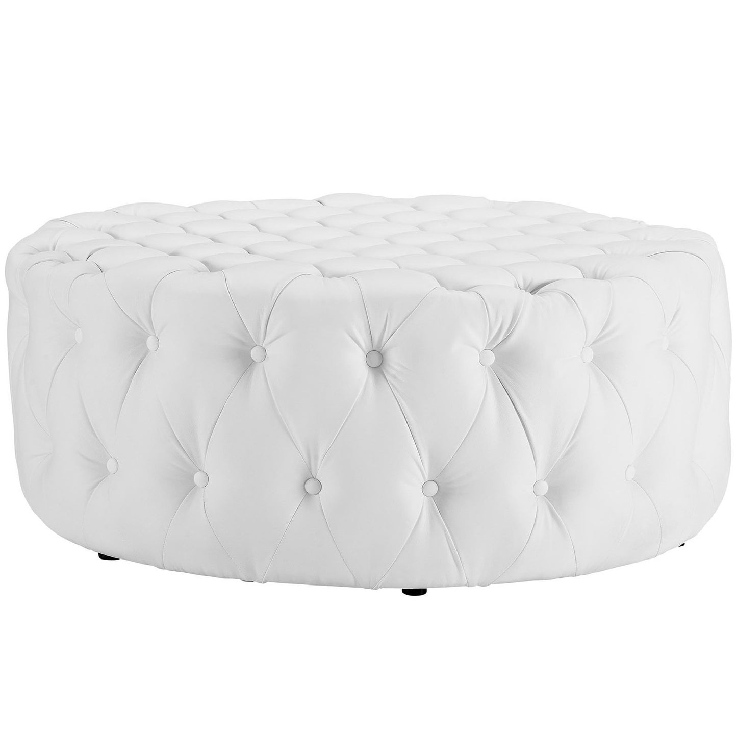 Alder Upholstered Vinyl Ottoman in White