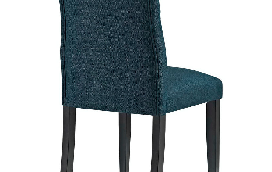 Column Button Tufted Fabric Dining Chair in Azure