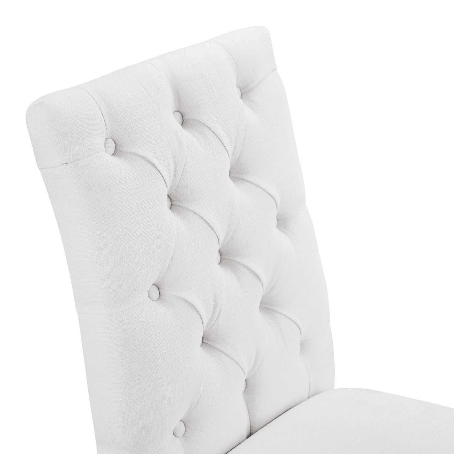 Column Button Tufted Fabric Dining Chair in White