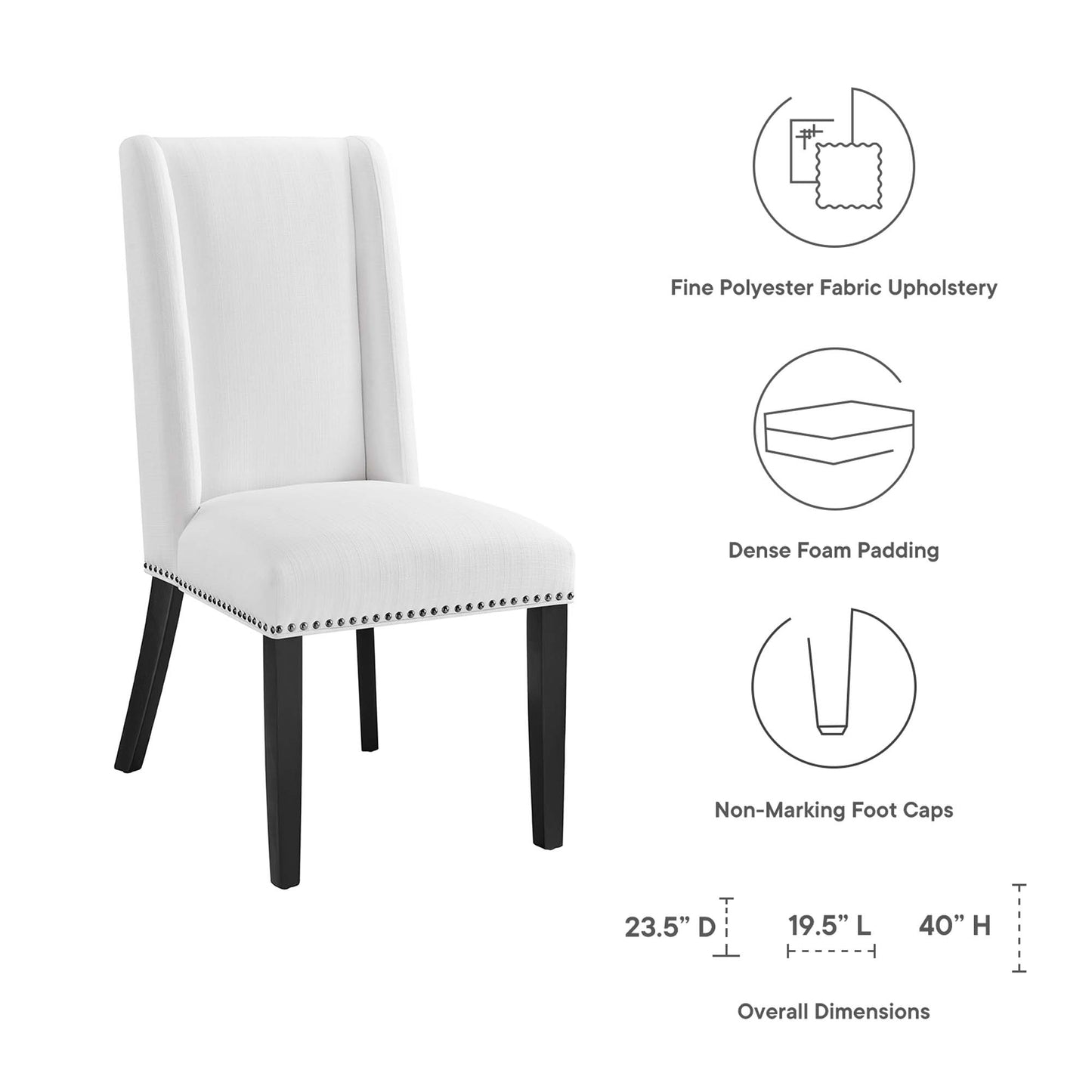 Lyra Fabric Dining Chair in White