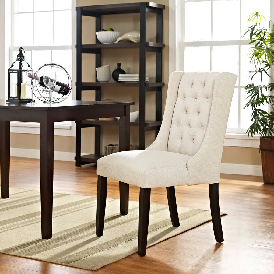 Ellison Button Tufted Fabric Dining Chair in Beige