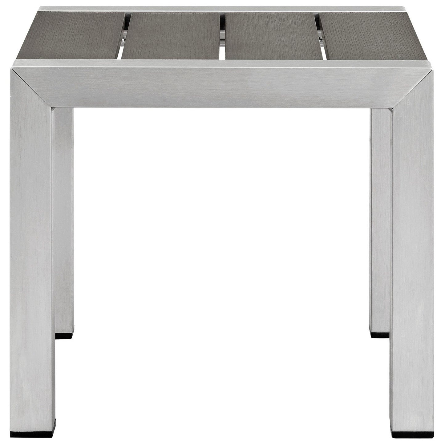 Marlow Outdoor Patio Aluminum Side Table in Silver Gray