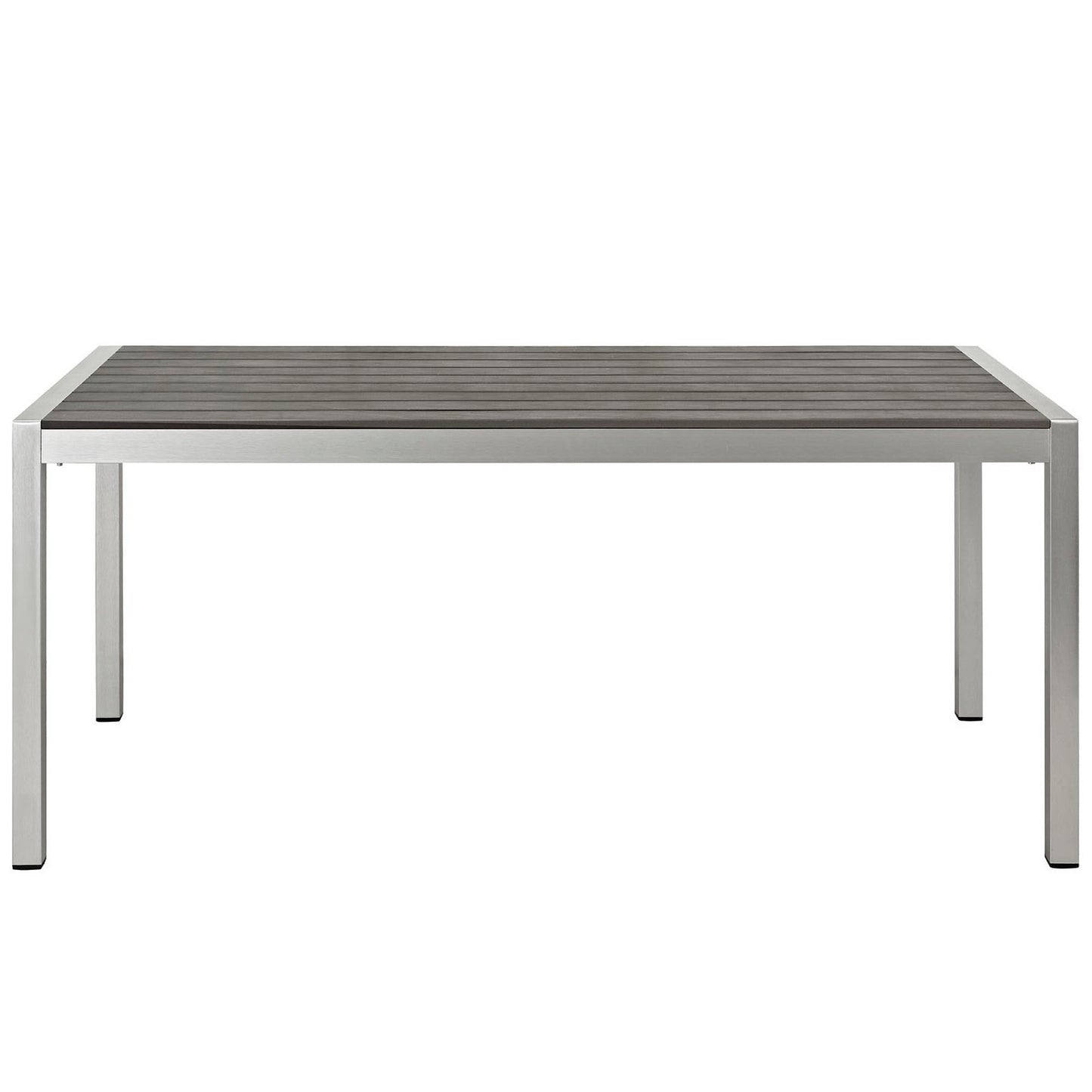 Marlow Outdoor Patio Aluminum Dining Table in Silver Gray