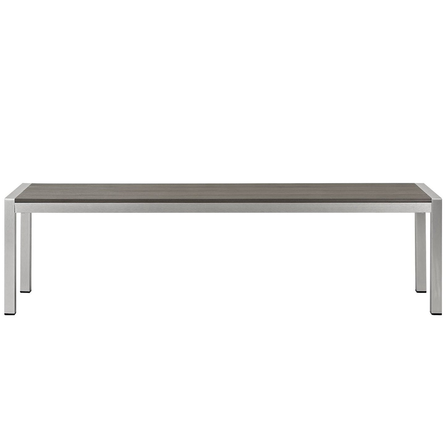 Marlow Outdoor Patio Aluminum Bench in Silver Gray
