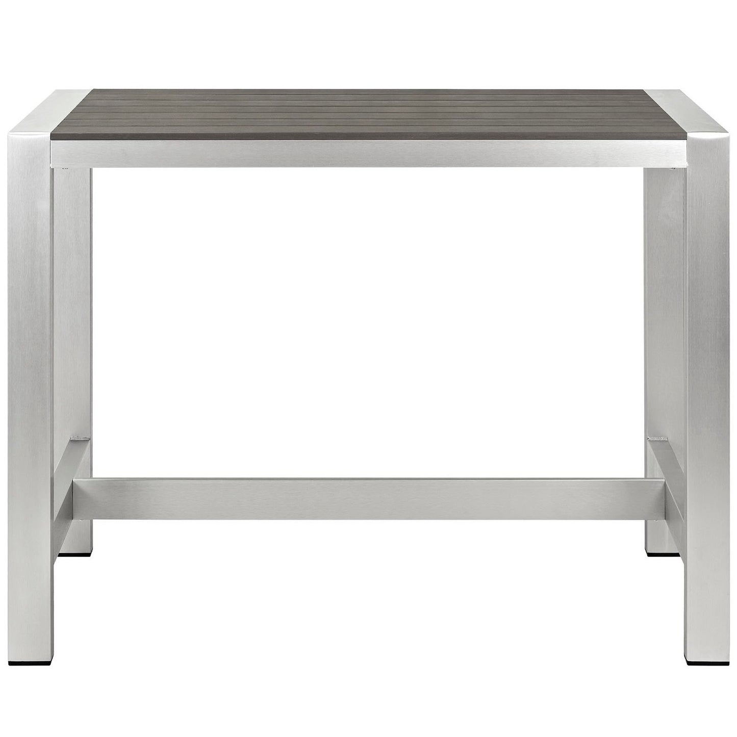 Marlow Outdoor Patio Aluminum Rectangle Bar Table in Silver Gray