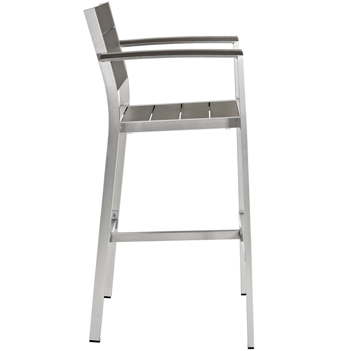 Marlow Outdoor Patio Aluminum Bar Stool in Silver Gray