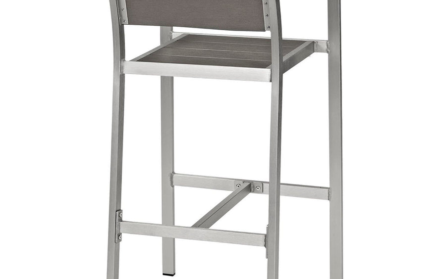 Marlow Outdoor Patio Aluminum Bar Stool in Silver Gray