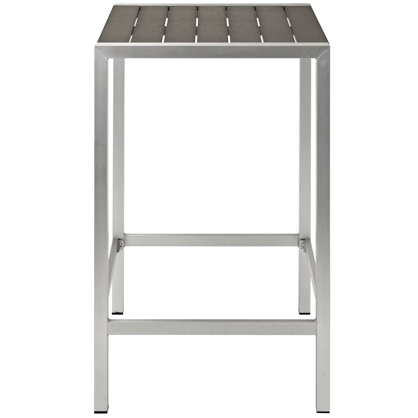Marlow Outdoor Patio Aluminum Bar Table in Silver Gray