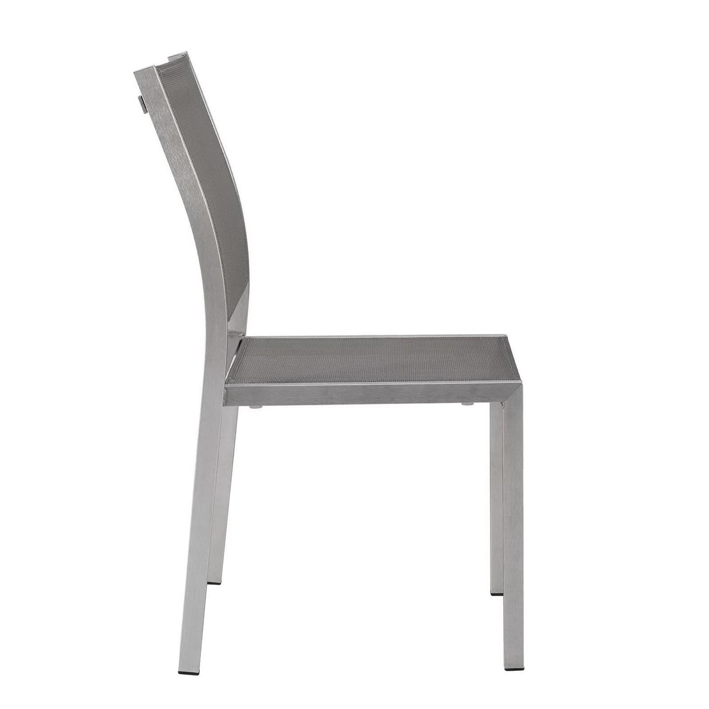 Marlow Outdoor Patio Aluminum Side Chair in Silver Gray