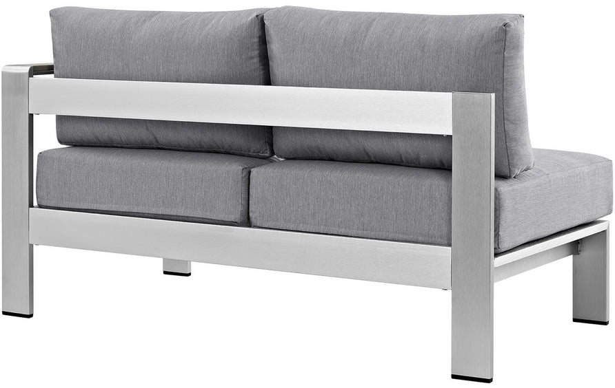 Marlow Right-Arm Corner Sectional Outdoor Patio Aluminum Loveseat in Silver Gray