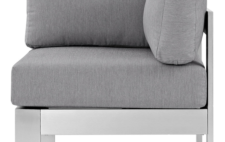 Marlow Outdoor Patio Aluminum Corner Sofa in Silver Gray