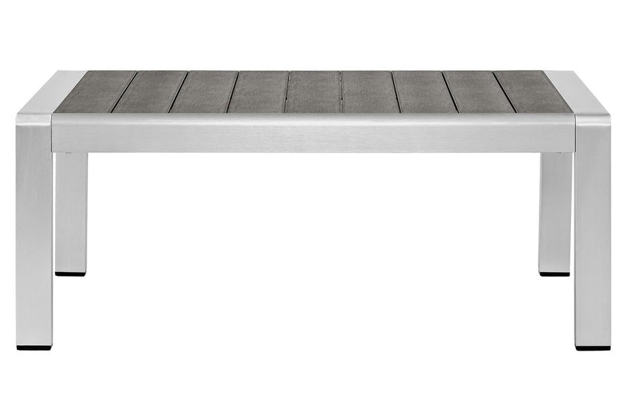 Marlow Outdoor Patio Aluminum Coffee Table in Silver Gray