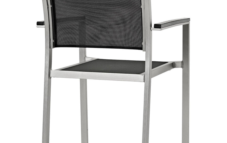 Marlow Outdoor Patio Aluminum Dining Chair in Silver Black
